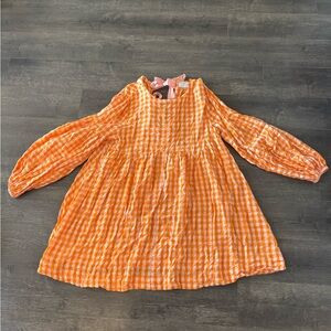 ASOS Orange and White Gingham Midi Dress